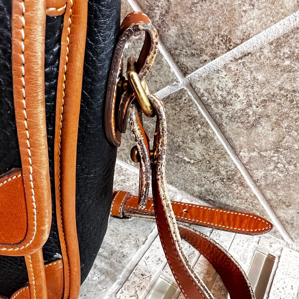 Dooney & Bourke Black and Tan Leather Messenger Bag - Picture 8 of 15